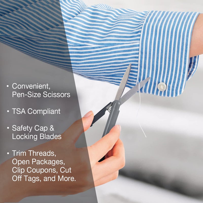 Plus Pen Style Compact Twiggy Scissors with Cover, 3-Pack Charcoal - Image 2